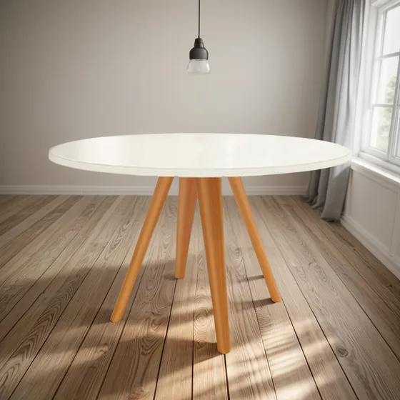 Mesa Jantar Duna Madeira Maciça C/ Tampo Madeirado C/ Vidro 