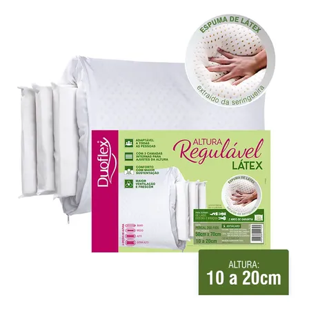 Travesseiro Duoflex Altura Regulável Látex, 050 X 070 Cm
