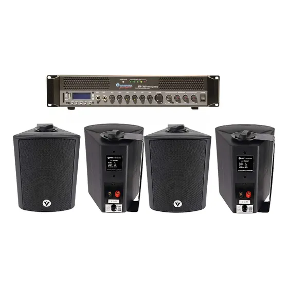 Combo 1x Amplificador 360w 70-100v + Cornetas De Pared Voyz