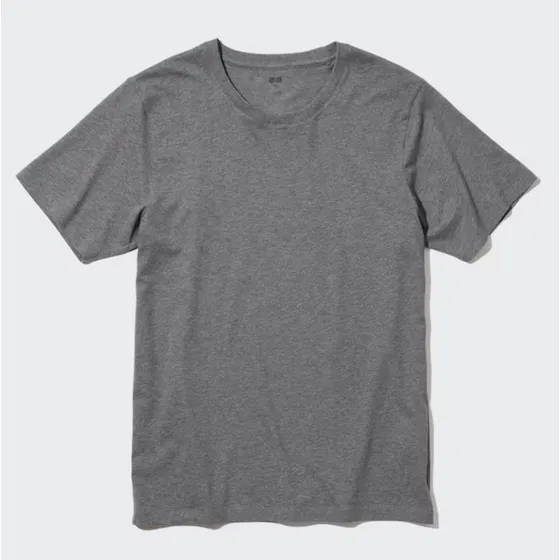 Supima® Uniqlo Poleras Manga Corta Gris Oscuro 100% Algodón