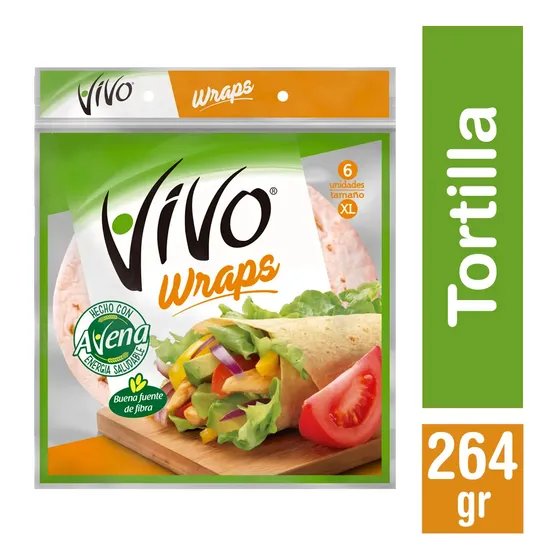 Tortilla Wraps Vivo Con Avena Xl 6 Un Bolsa 264 G