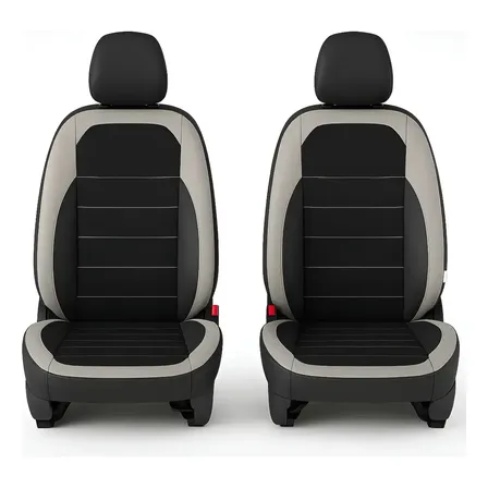 Capa De Banco Automotivo Em Couro Prime T-cross 2025 A 2026 Preto Com Cinza Premiun