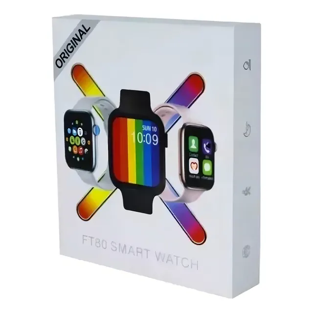 Reloj Smartwatch Inteligente Ft80 Whatsapp Bluetooth Cámara Caja Negro Malla Negro Bisel Crema Diseño De La Malla Mesh