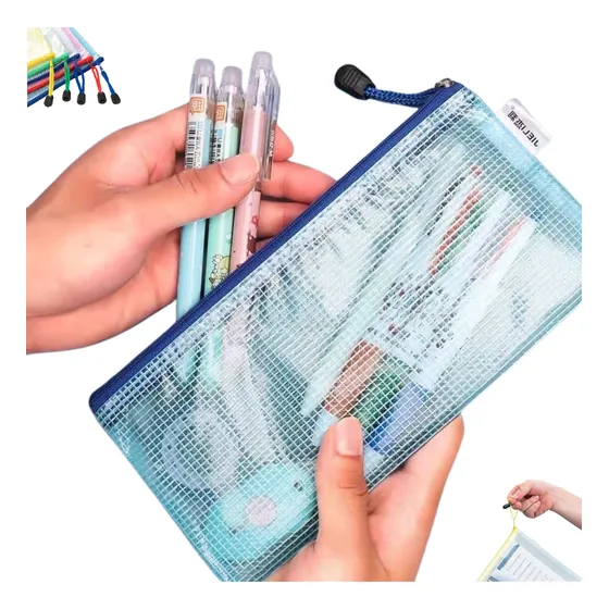 Pasta Documentos Zíper A6 11cmx24cm Kit C/5 Unidades Sortida