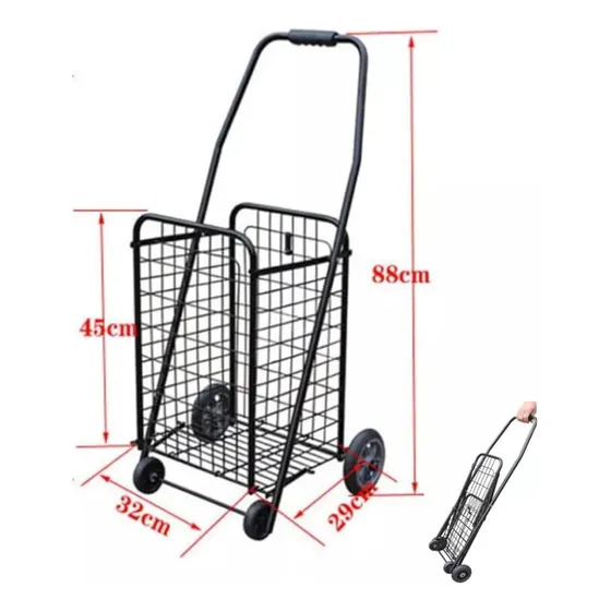 Carrito Mercado Metálico Grande  Plegable 4 Ruedas Solidas