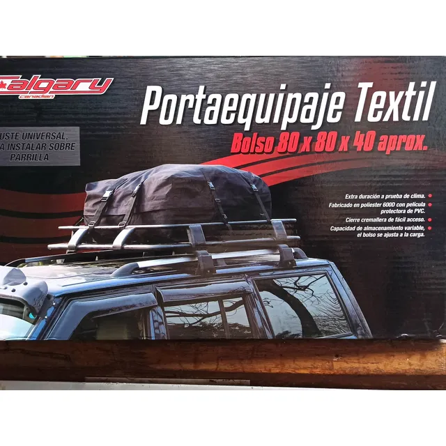 Bolso Para Techo De Auto Camioneta 370 Litros Carga Equipaje Negro