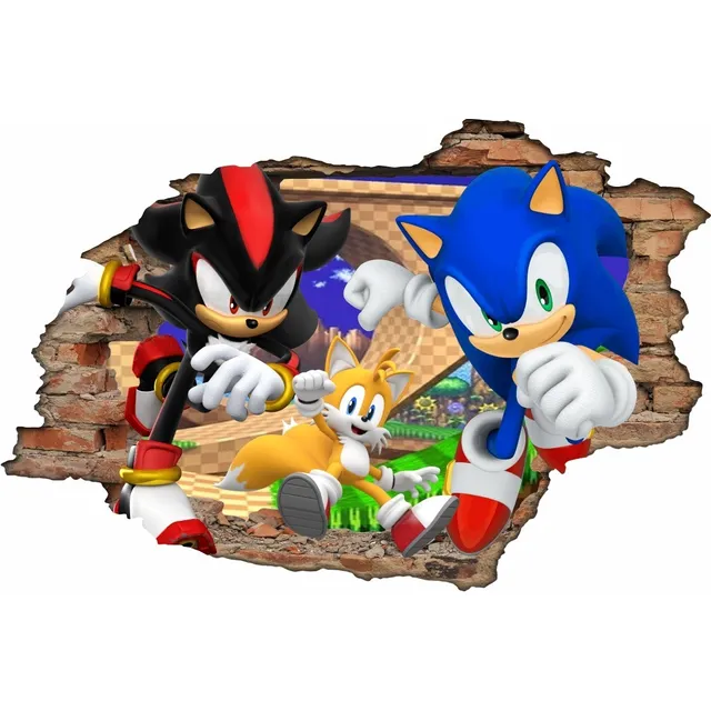 Adesivo Parede Infantil Sonic Buraco 3d 