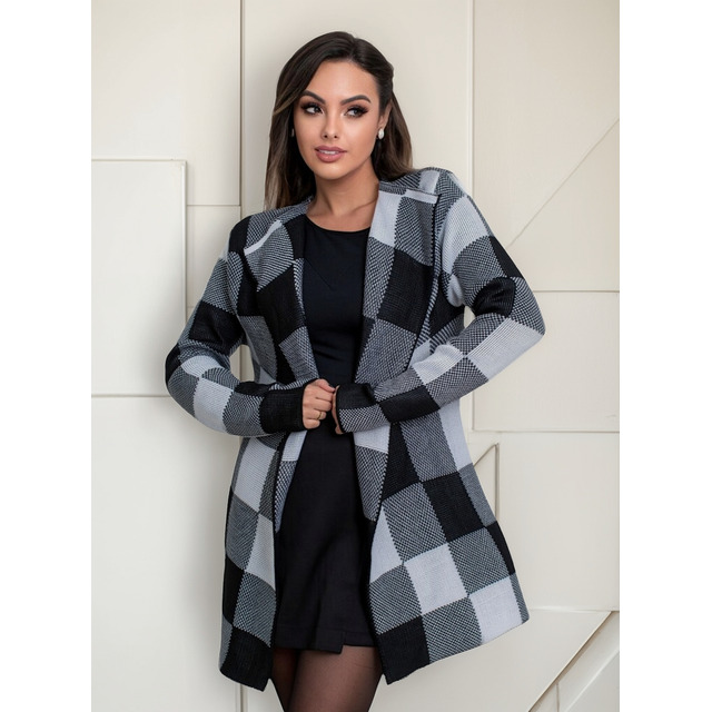 Kimono Xadrez Blusa De Frio Tricot Trico Grosso Cardigan Kimono Xadrez Blusa De Frio Tricot Trico Grosso Cardigan