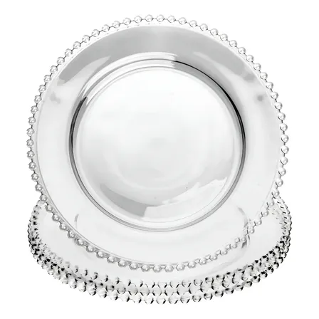 Conjunto 4 Pratos Para Refeição De Cristal Pearl 28 Cm Wolff Incolor Liso