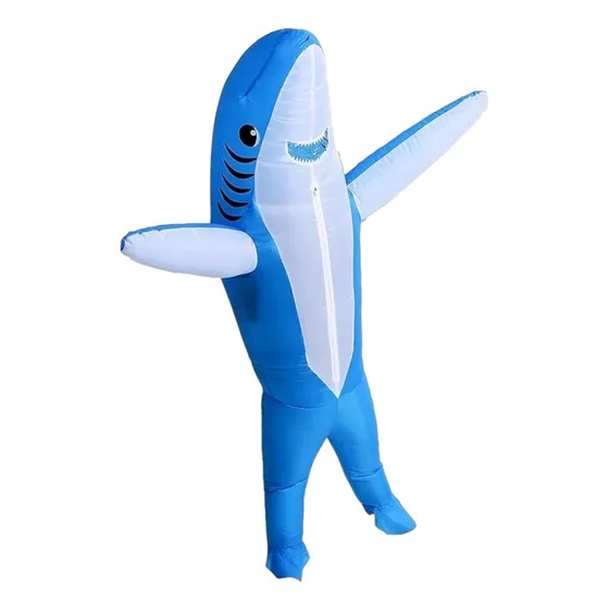 Disfraz Tiburon Inflable Completo Para Adulto Halloween Disfraz Tiburon Con Inflador Incluido Disfraz Inflable Disfraz Realista De Tiburon Azul