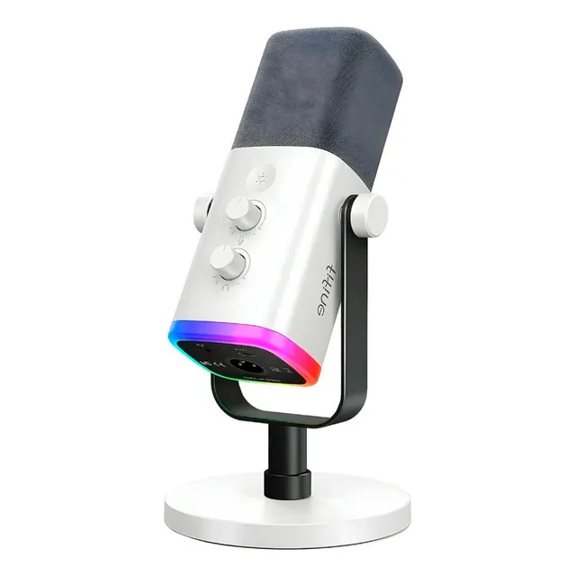 Micrófono dinamico Fifine AM8 USB/XLR RGB Profesional para Streaming Podcast y Grabaciones Color Blanco