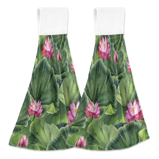 Verano Oriental Loto Toalla Cocina Lirio Agua Baño Mano Lazo