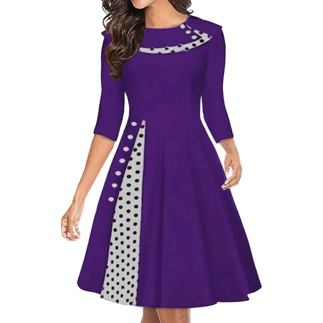 Ilugu Señora Otoño E Invierno Nueva Mujer Retro Lunar Swing