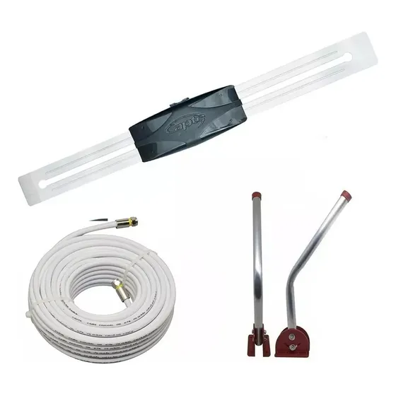 Antena Externa Capte Prata Mastro 45 Com E Cabo 15 Mt