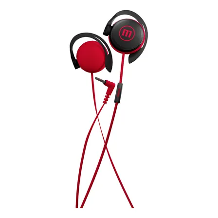 Audífonos Maxell De Gancho Ec-155 Con Micrófono Rojo