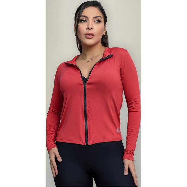 Casaco Fit Blusa Treino Proteção Solar Uv Corrida Ziper Slim