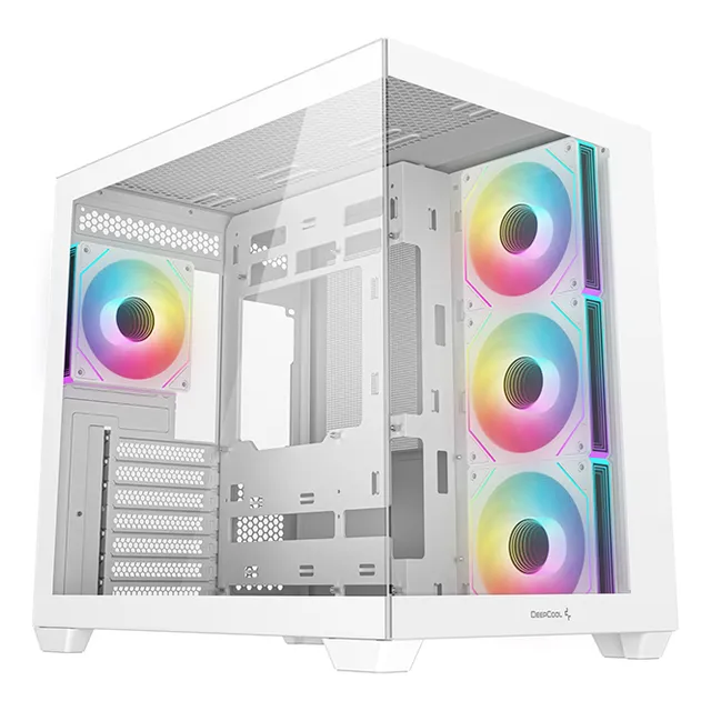 Gabinete Deepcool Cg530 4f Doble Cámara Panorámico 4 Fans Color Blanco