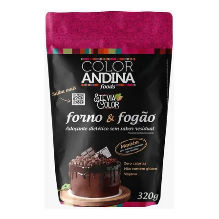 Adoçante Stévia Culinário Color Andina em Pó | 320g | Forno & Fogão | SEM SABOR RESIDUAL AMARGO