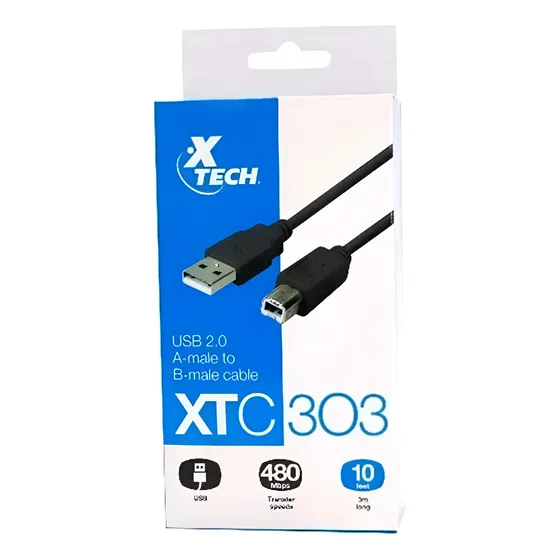 Cable Impresora Usb A A Usb B 3m Xtech Xtc303