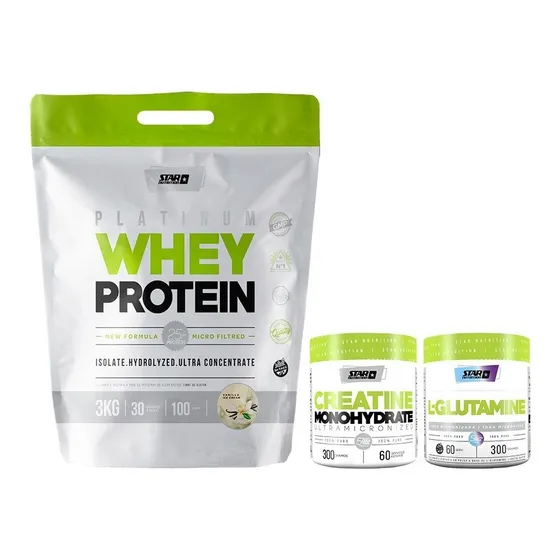 Whey Protein 3 Kg + Creatina + Glutamina Star Nutrition