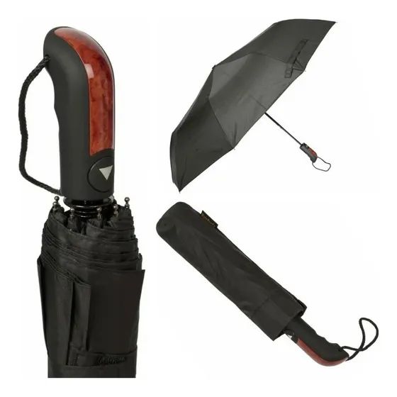 Guarda Chuva Automático Reforçado Resistente Contra Vento Sombrinha Pequena Cor Preto