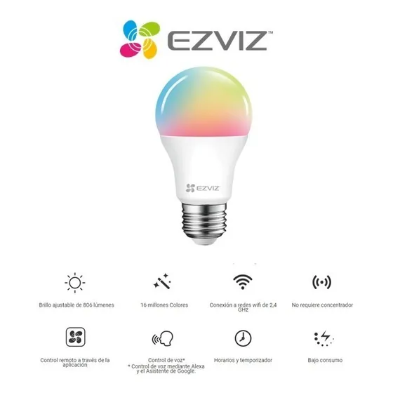 Bombillo Led 8w Inteligente Multicolor Ezviz Cs-hal-lb1-lcaw