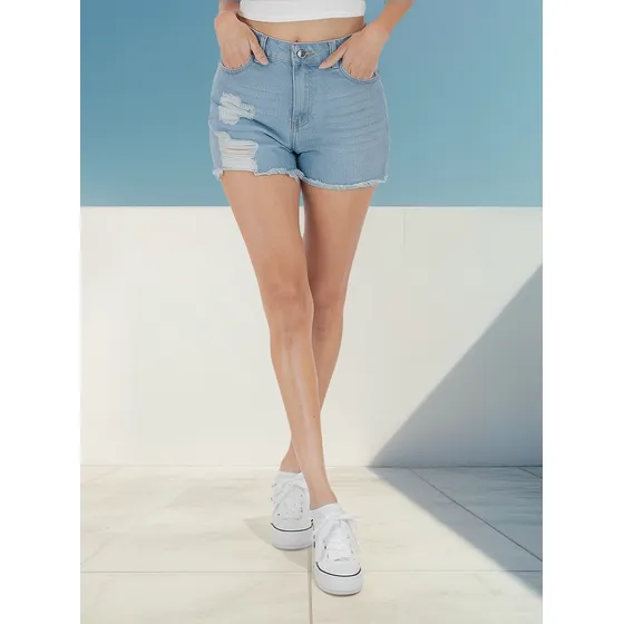 Short Denim Con Destrucción Para Dama Quarry