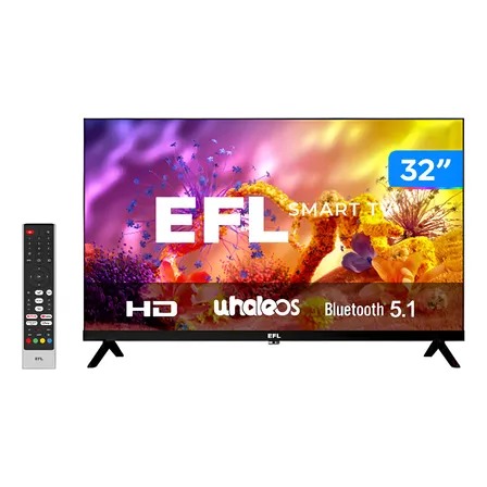 Smart Tv 32  Led, Ultrafina, Sem Bordas, Hd, 3 Hdmi 2 Usb, Controle Remoto Multifuncional, Wifi, Bluetooth - Efl 32sx800hd