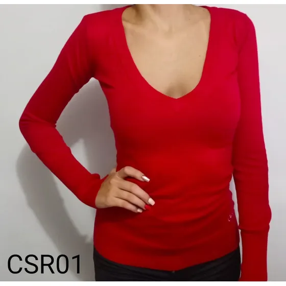 Camisa Tipo Sweter Para Dama Rojo Algodón