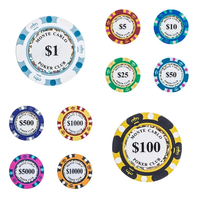 Conjunto De Amostras Fichas Poker 14gms Monte Carlo 3-tone