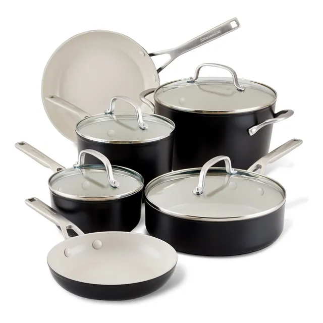 Batería Kitchenaid Hard Anodized 10p Antiadherente Negro
