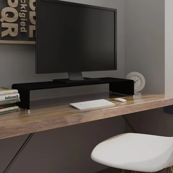 Soporte Tv Vidrio Templado Acabado Negro 35  Para Centro U
