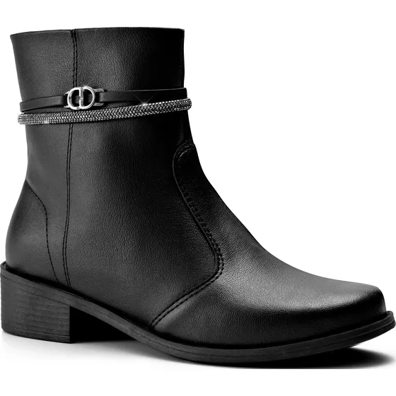 Bota Feminina Lumiss Cano Curto Rasteira Montaria Strass