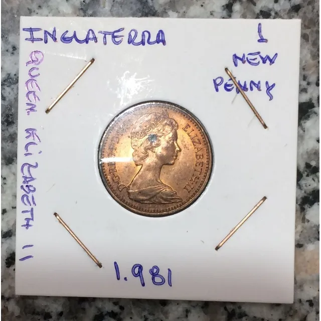 Moneda Inglaterra Queen Elizabeth I I  One New Penny 1981