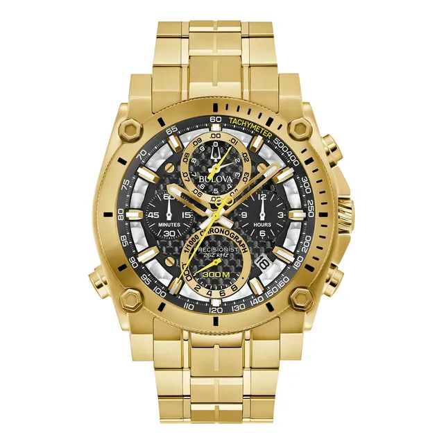 Reloj Bulova 97b218 Precisionist Para Caballero Color De La Correa Dorado Color Del Bisel Dorado Color Del Fondo Negro