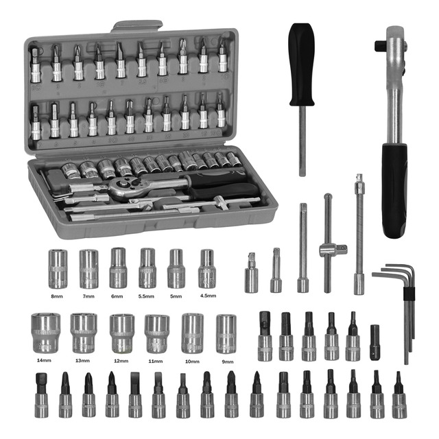Kit De Chaves E Soquete Completo Aço C/46 Peças Deffer Dfk46 Kit De Chaves E Soquete Completo Aço C/46 Peças Deffer Dfk46