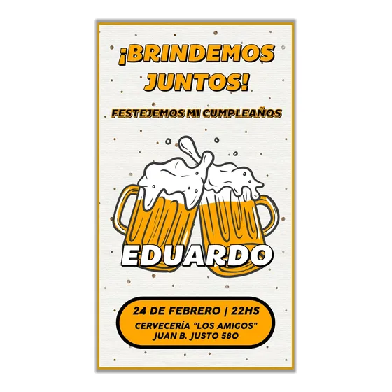 Invitación Tarjeta Digital Personalizada Cumpleaños Hombre