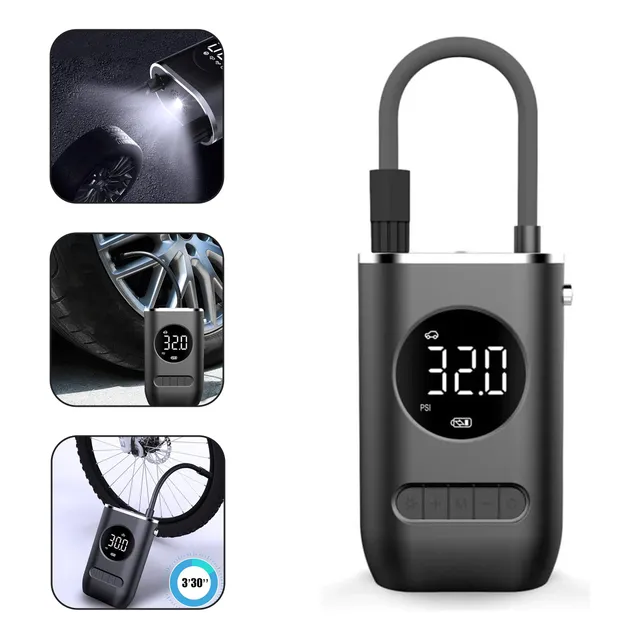 Mini compresor de aire portátil con pantalla digital y batería recargable