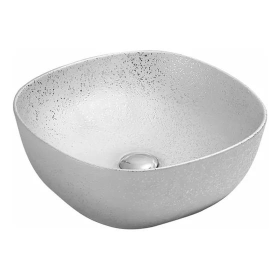 Bacha Semi-cuadrada De Loza Gris Con Brillo De Apoyo 42x42