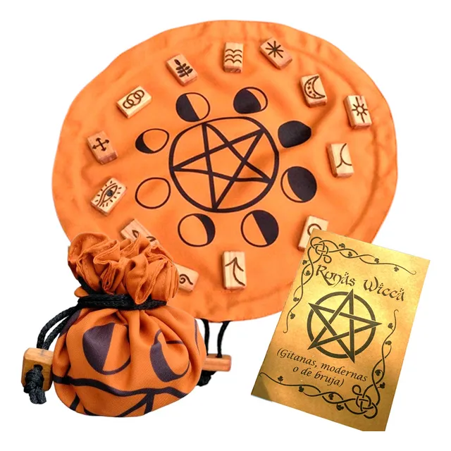 Runas Wicca Gitanas O De Bruja Con Bolsa Paño Y Manual
