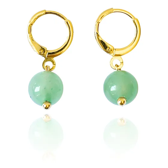 Aros Argolla Jade 8mm Enchapado Oro 18k