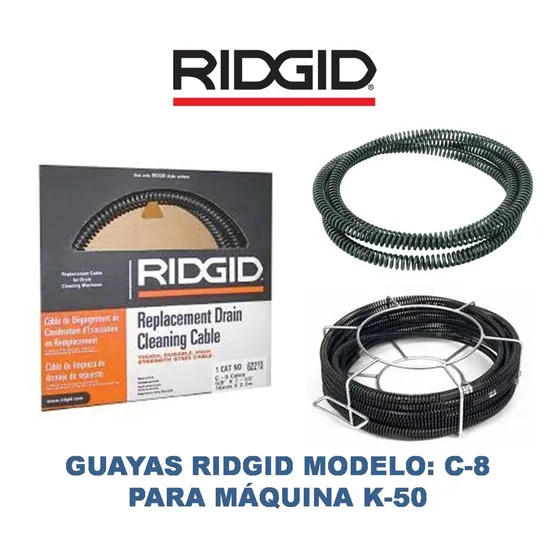 Guayas C-8 Para K-50 Marca: Ridgid Para Destapar Cañerías