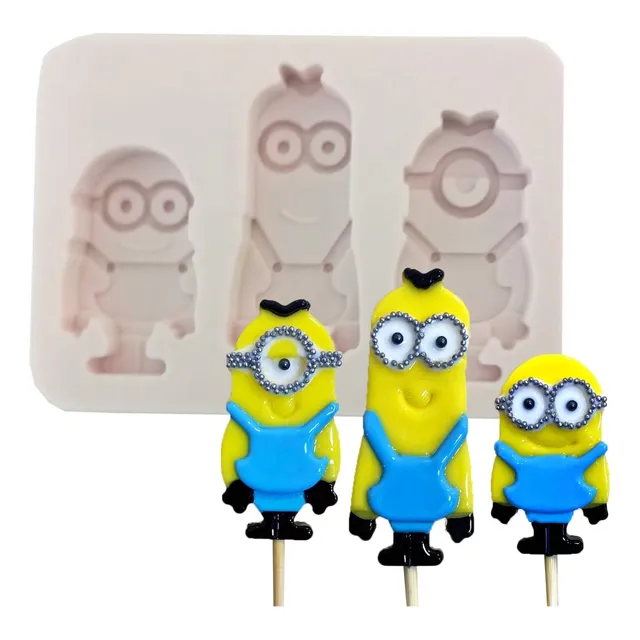 Molde Silicone Confeitaria Artesanal Pirulito Minions 6cm