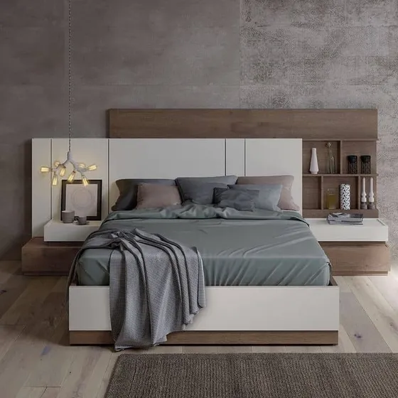 Cama Matrimonial Prato Linea Nordica Con 2 Mesas De Noche
