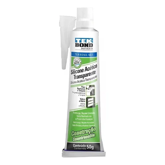 Silicone Acético Transparente Vedação Selagem Pia Box Banheiro Portas Janelas Bisnaga 50g Tekbond