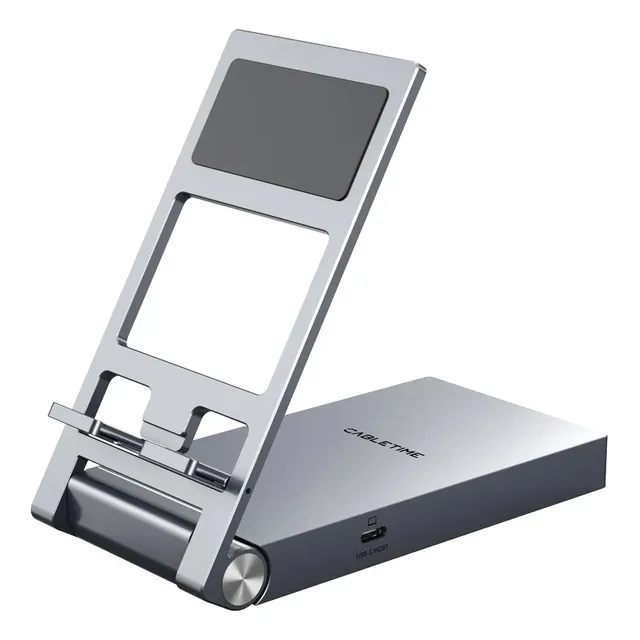 Adaptador Hub Con Soporte Plegable Usb-c A 1 Hdmi, Usb-a, Plateado