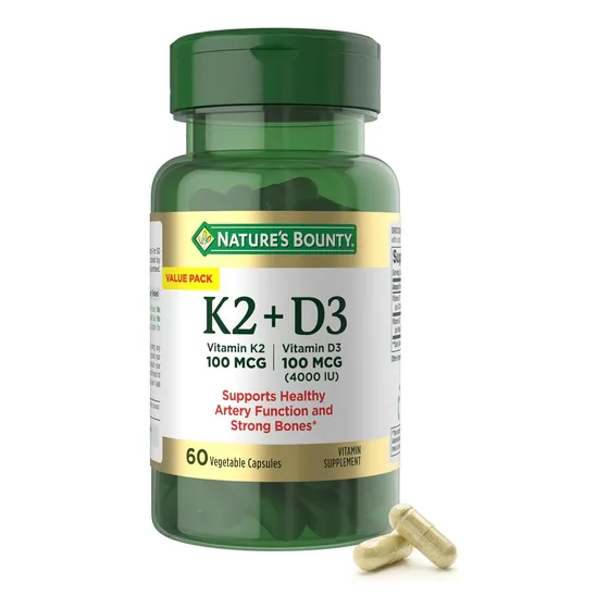 Suplemento Nature's Bounty K2 + D3 60 Cápsulas