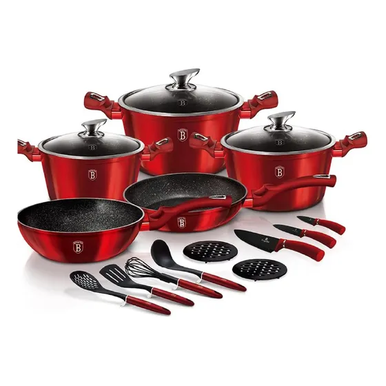 Juego De Ollas   Berlinger Haus  17 Piezas Inducción Rojo