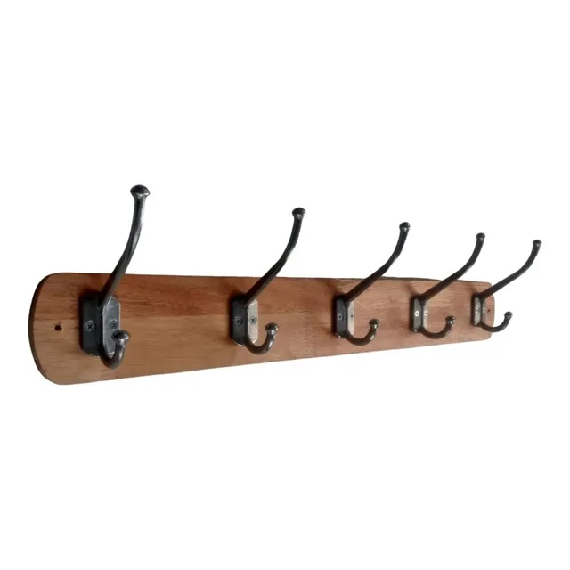 Perchero De Pared En Madera Con 5 Perchas Dobles