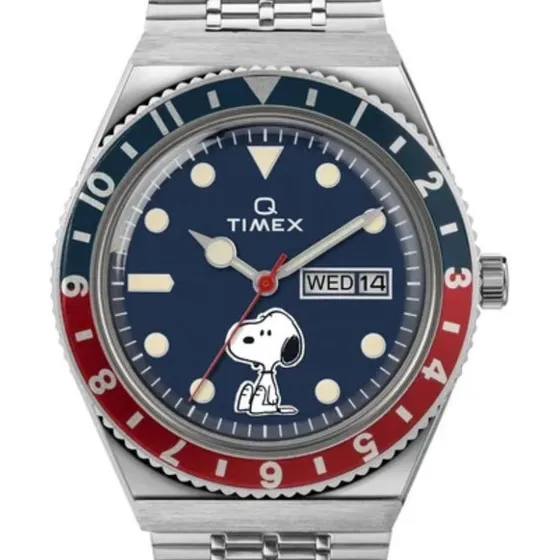 Reloj Timex Hombre Snoopy Tw2u71300 Plateado Plata Azul